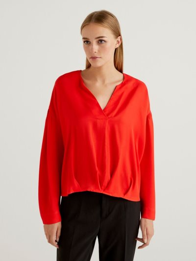 Benetton Wrinkled Look Blouse Dames Rood | BE258662