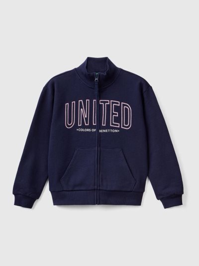 Benetton Zip And Collar Sweatshirt Kinderen Donkerblauw | BE346923