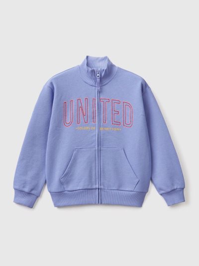 Benetton Zip And Collar Sweatshirt Kinderen Periwinkle | BE399583