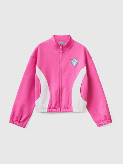 Benetton Zip And Crest Sweatshirt Kinderen Fuchsie | BE091688