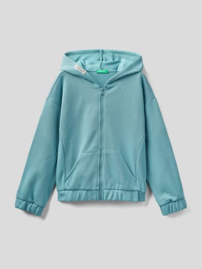 Benetton Zip Organic Katoenen Hoodie Kinderen Lichtblauw | BE033370