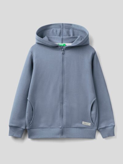 Benetton Zip Organic Katoenen Hoodie Kinderen Blauw | BE754812