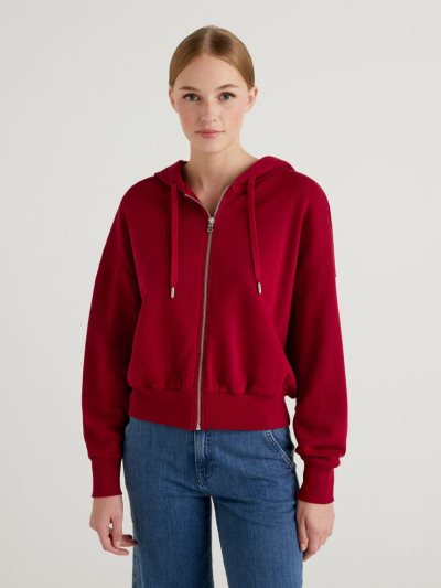 Benetton Zip-up Hoodie Dames Bordeaux | BE613653