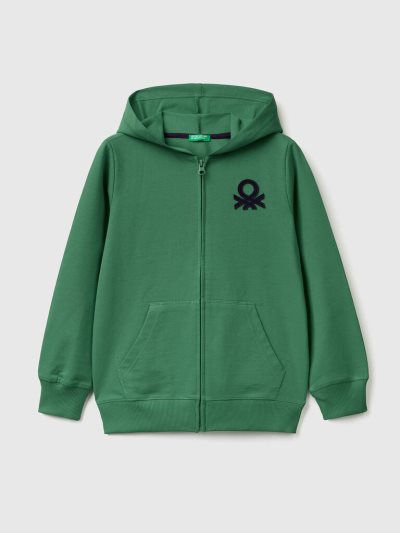 Benetton Zip-up Hoodie Kinderen Donkergroen | BE787139