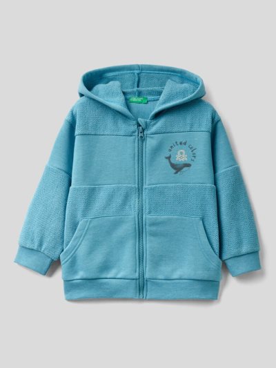 Benetton Zip-up Hoodie Kinderen Lichtblauw | BE680514