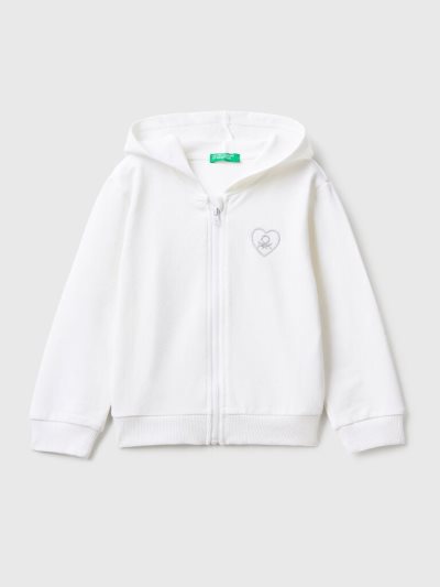 Benetton Zip-up Hoodie Kinderen Wit | BE618207