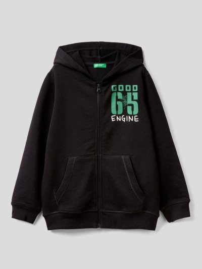 Benetton Zip-up Hoodie Kinderen Zwart | BE011004