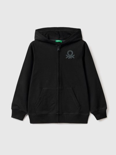 Benetton Zip-up Hoodie Kinderen Zwart | BE675677