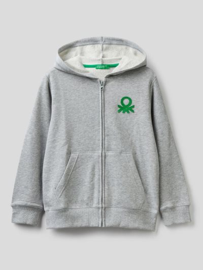 Benetton Zip-up Logo Print Hoodie Kinderen Grijs | BE939714