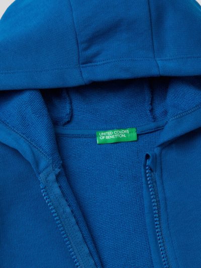 Benetton Zip-up Organic Katoenen Hoodie Kinderen Blauw | BE015196