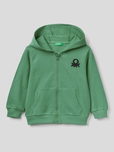 Benetton Zip-up Organic Katoenen Hoodie Kinderen Lichtgroen | BE454692