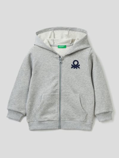 Benetton Zip-up Organic Katoenen Hoodie Kinderen Grijs | BE625116