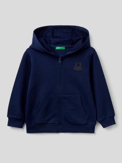 Benetton Zip-up Organic Katoenen Hoodie Kinderen Donkerblauw | BE702863