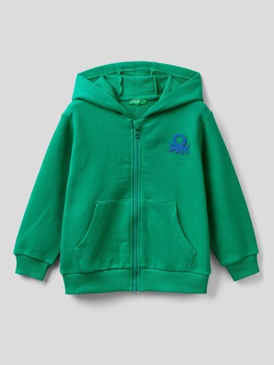 Benetton Zip-up Organic Katoenen Hoodie Kinderen Groen | BE753110