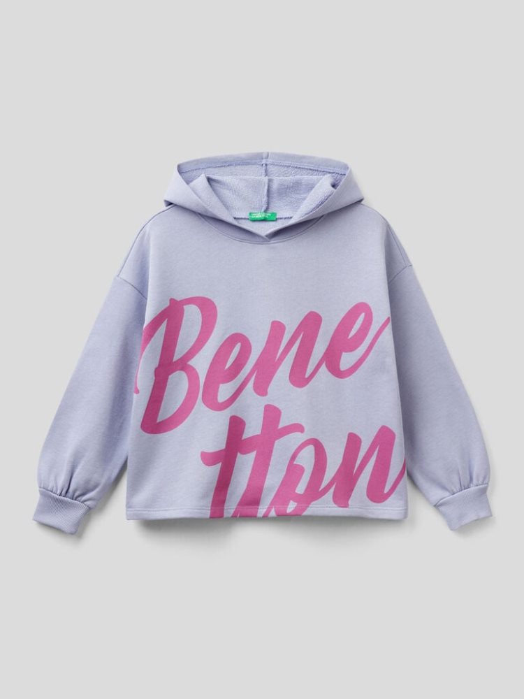 Benetton 100% Katoenen Boxy Hoodie Kinderen Lilac | BE762322