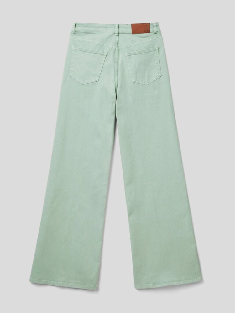 Benetton 100% Katoenen Brede Leg Broek Dames Aqua | BE271024