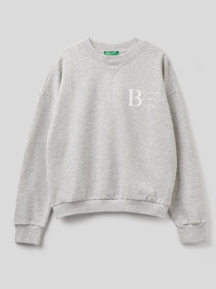 Benetton 100% Katoenen Crew Neck Sweatshirt Dames Lichtgrijs | BE081698