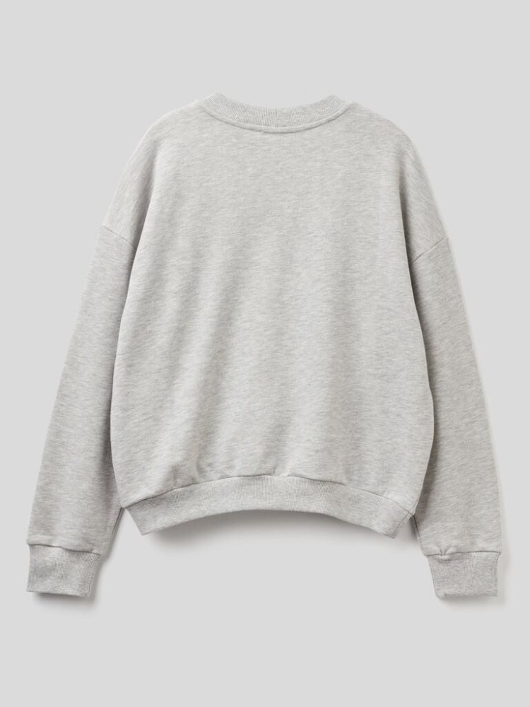 Benetton 100% Katoenen Crew Neck Sweatshirt Dames Lichtgrijs | BE081698