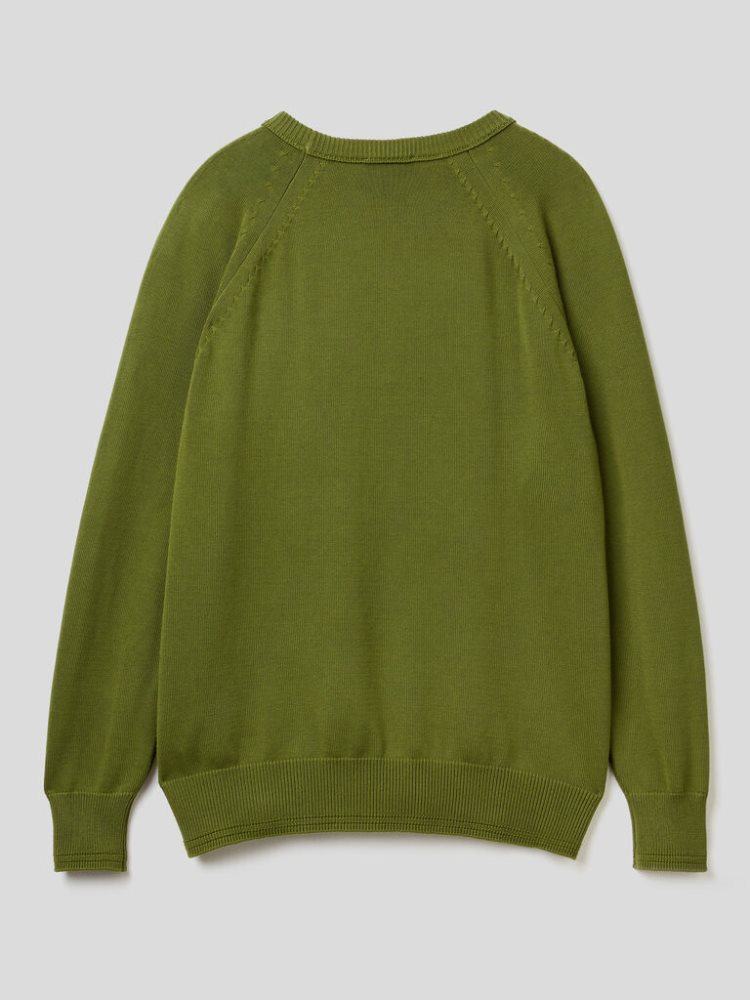 Benetton 100% Katoenen Crew Neck Truien Heren Groen | BE084392