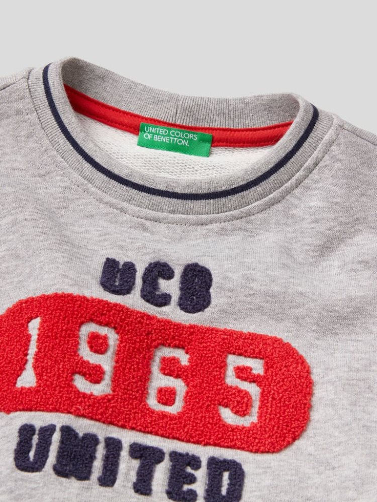 Benetton 100% Katoenen Embroidery Sweatshirt Kinderen Grijs | BE584877