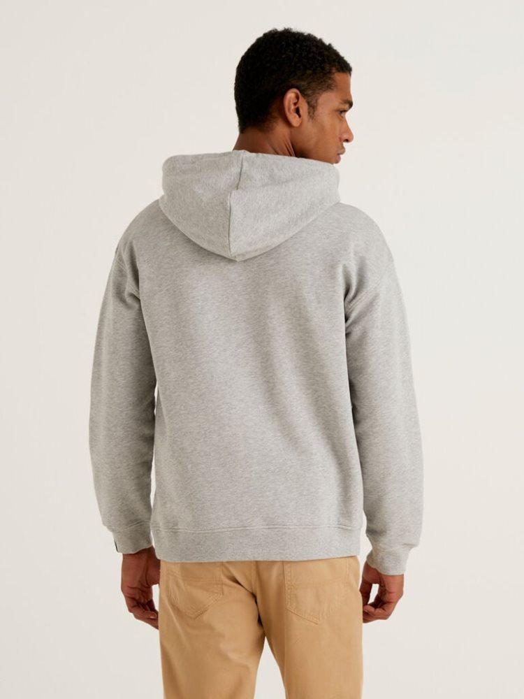 Benetton 100% Katoenen Hoodie Heren Grijs | BE460670