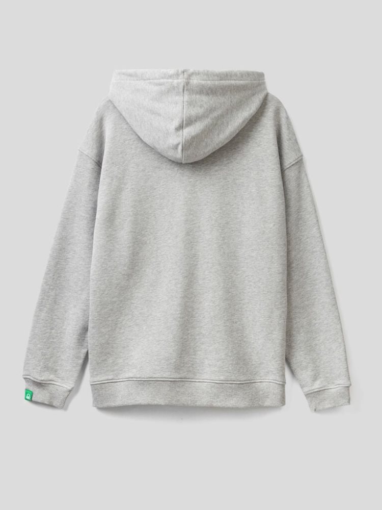 Benetton 100% Katoenen Hoodie Heren Grijs | BE460670