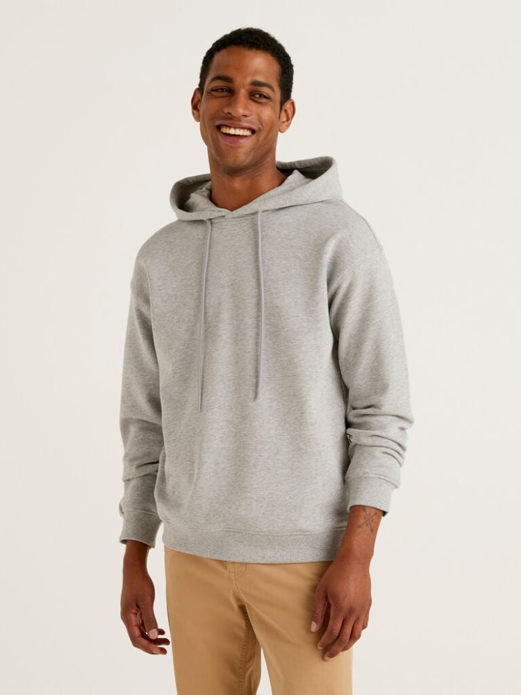 Benetton 100% Katoenen Hoodie Heren Grijs | BE460670