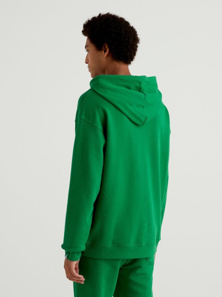 Benetton 100% Katoenen Hoodie Heren Groen | BE268152