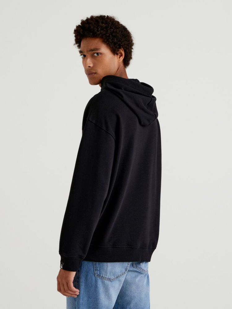 Benetton 100% Katoenen Hoodie Heren Zwart | BE585688