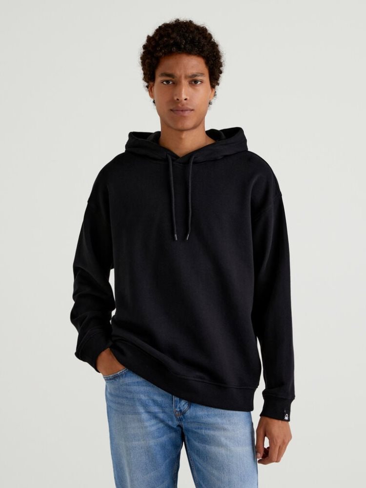 Benetton 100% Katoenen Hoodie Heren Zwart | BE585688