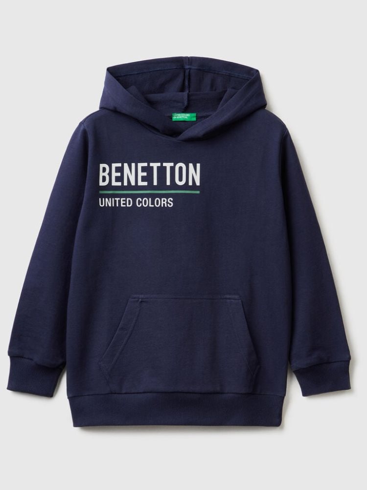 Benetton 100% Katoenen Hoodie Kinderen Donkerblauw | BE384305