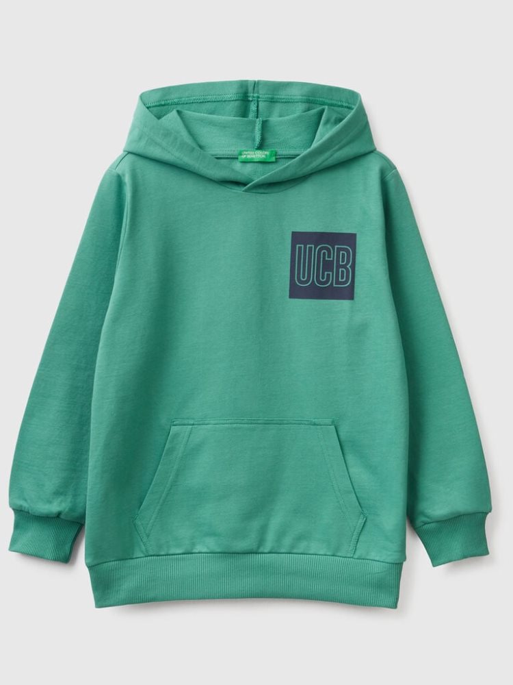 Benetton 100% Katoenen Hoodie Kinderen Donkergroen | BE929014