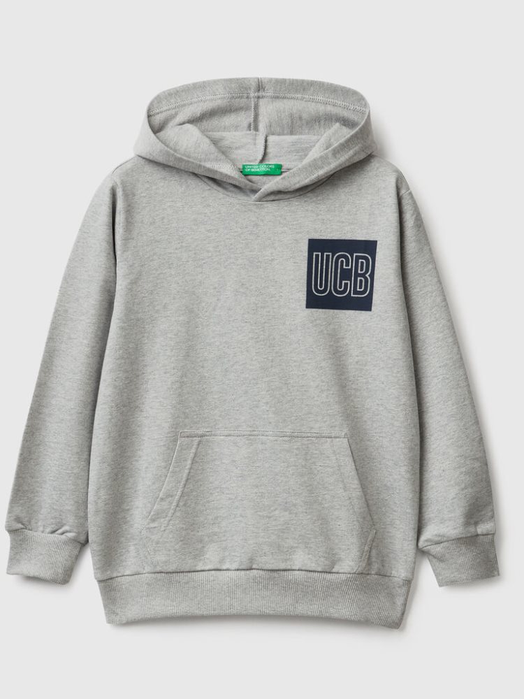 Benetton 100% Katoenen Hoodie Kinderen Lichtgrijs | BE919647