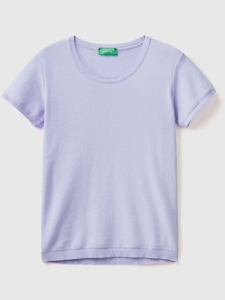 Benetton 100% Katoenen Kort Sleeve Truien Dames Lilac | BE632413