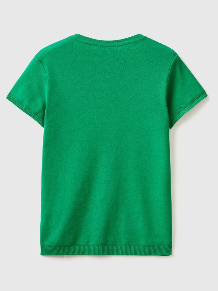 Benetton 100% Katoenen Kort Sleeve Truien Dames Groen | BE794797