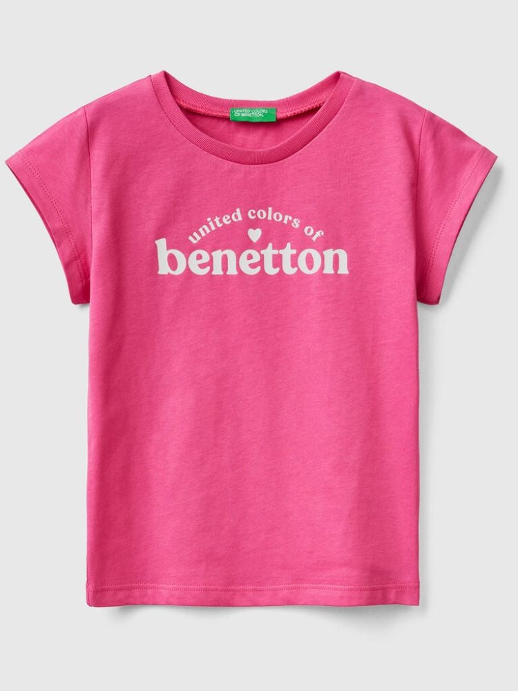 Benetton 100% Katoenen Logo Short Sleeve T-shirts Kinderen Fuchsie | BE497059