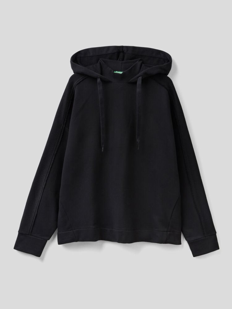 Benetton 100% Katoenen Long Sleeve Hoodie Dames Zwart | BE390200