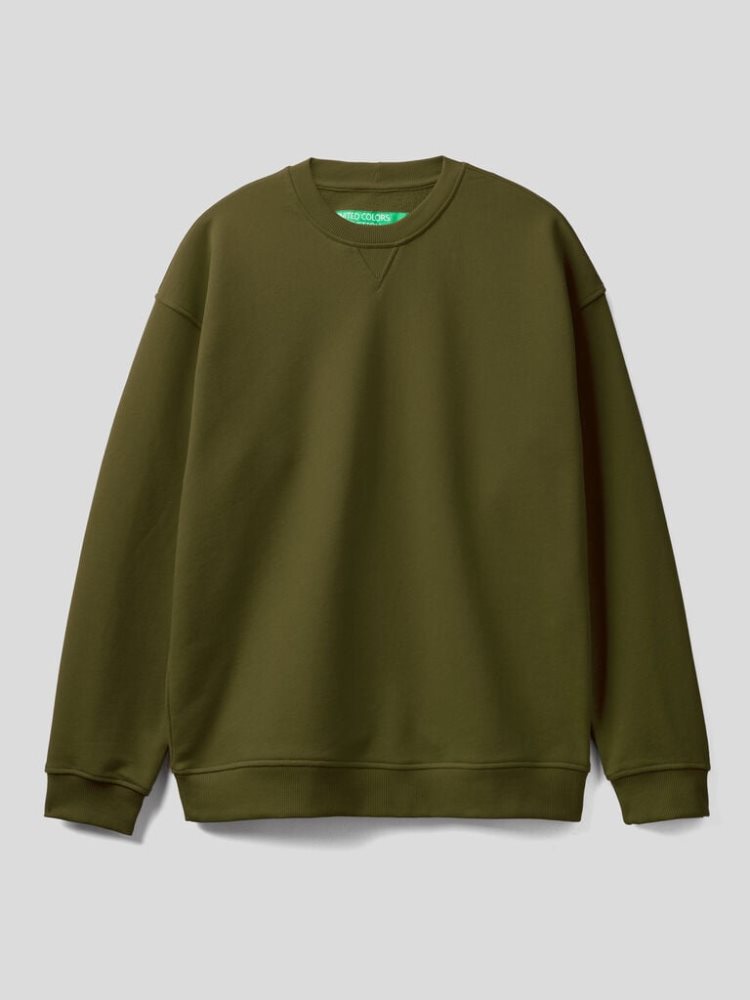 Benetton 100% Katoenen Pullover Sweatshirt Heren Groen | BE014663