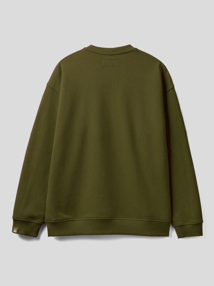 Benetton 100% Katoenen Pullover Sweatshirt Heren Groen | BE014663