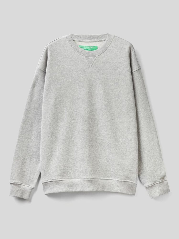 Benetton 100% Katoenen Pullover Sweatshirt Heren Grijs | BE696856