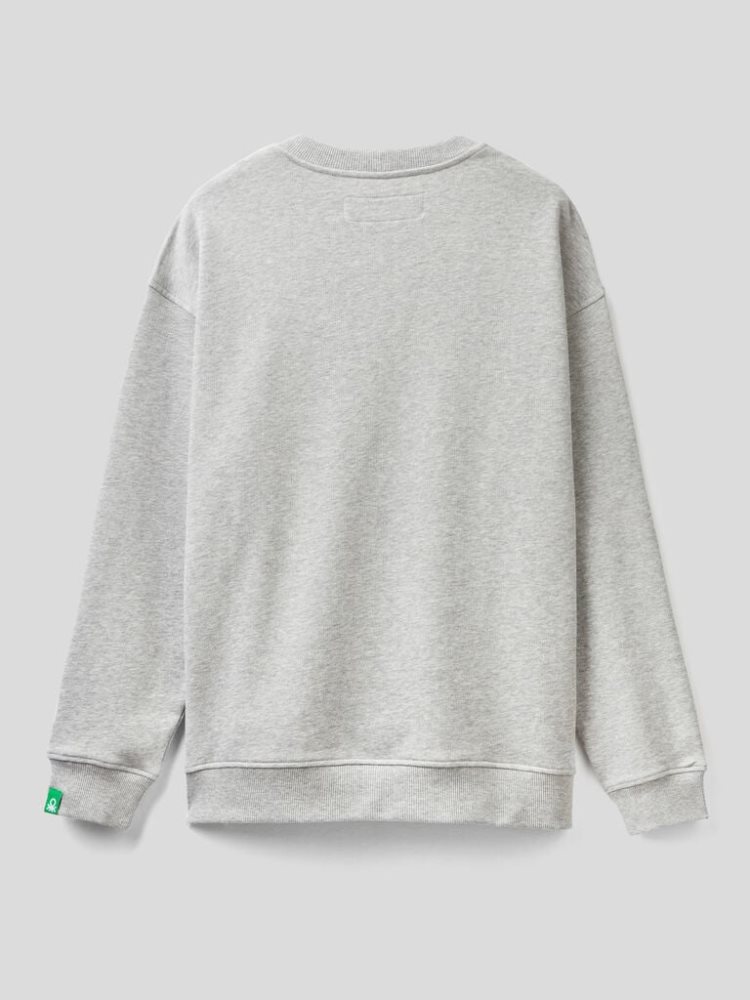 Benetton 100% Katoenen Pullover Sweatshirt Heren Grijs | BE696856