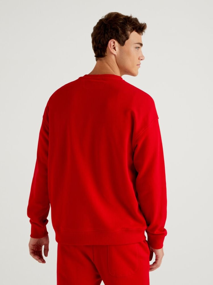 Benetton 100% Katoenen Pullover Sweatshirt Heren Rood | BE764476