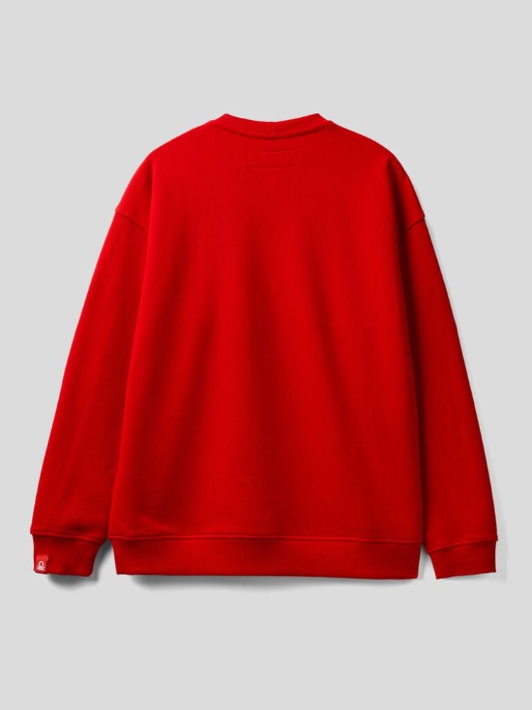 Benetton 100% Katoenen Pullover Sweatshirt Heren Rood | BE764476