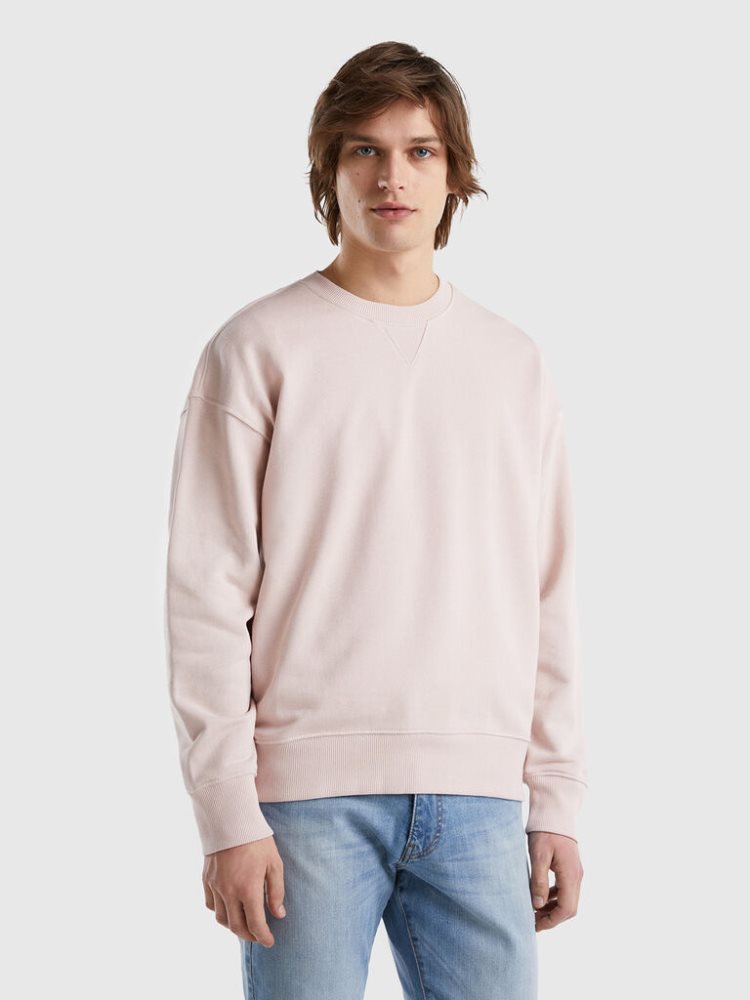 Benetton 100% Katoenen Pullover Sweatshirt Heren Roze | BE976833