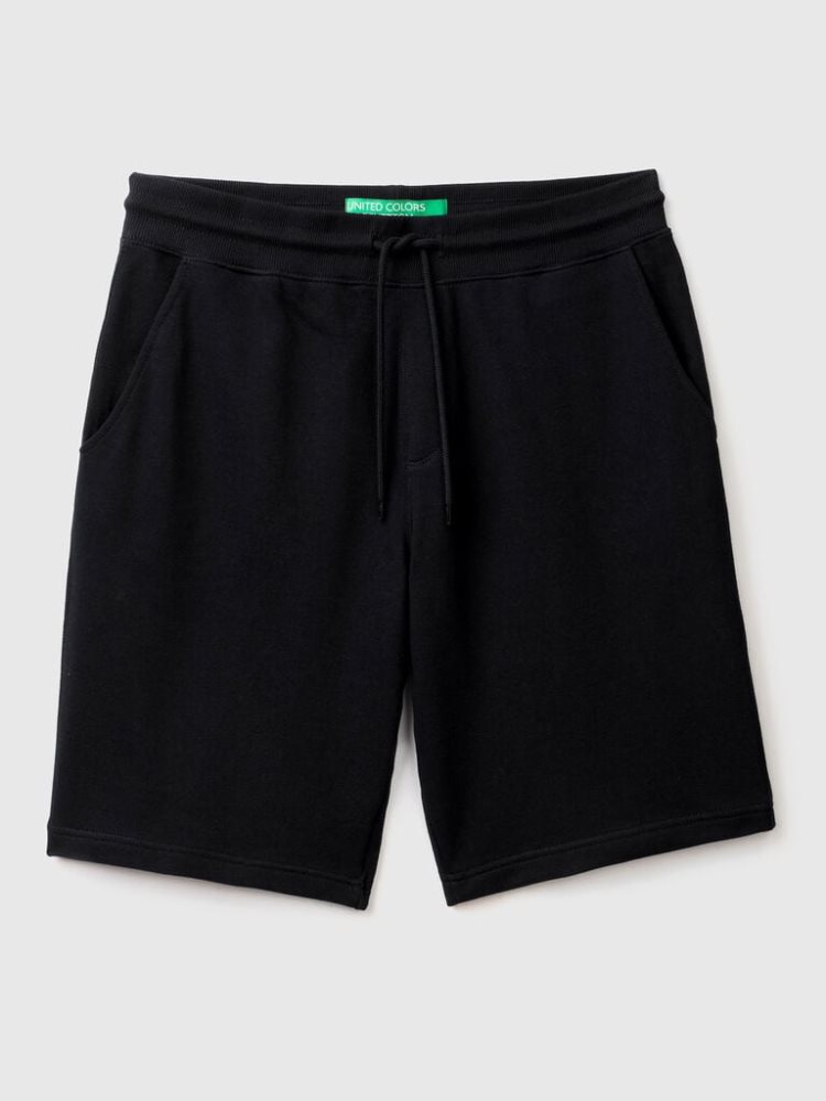 Benetton 100% Katoenen Sweat Bermuda Heren Zwart | BE315614