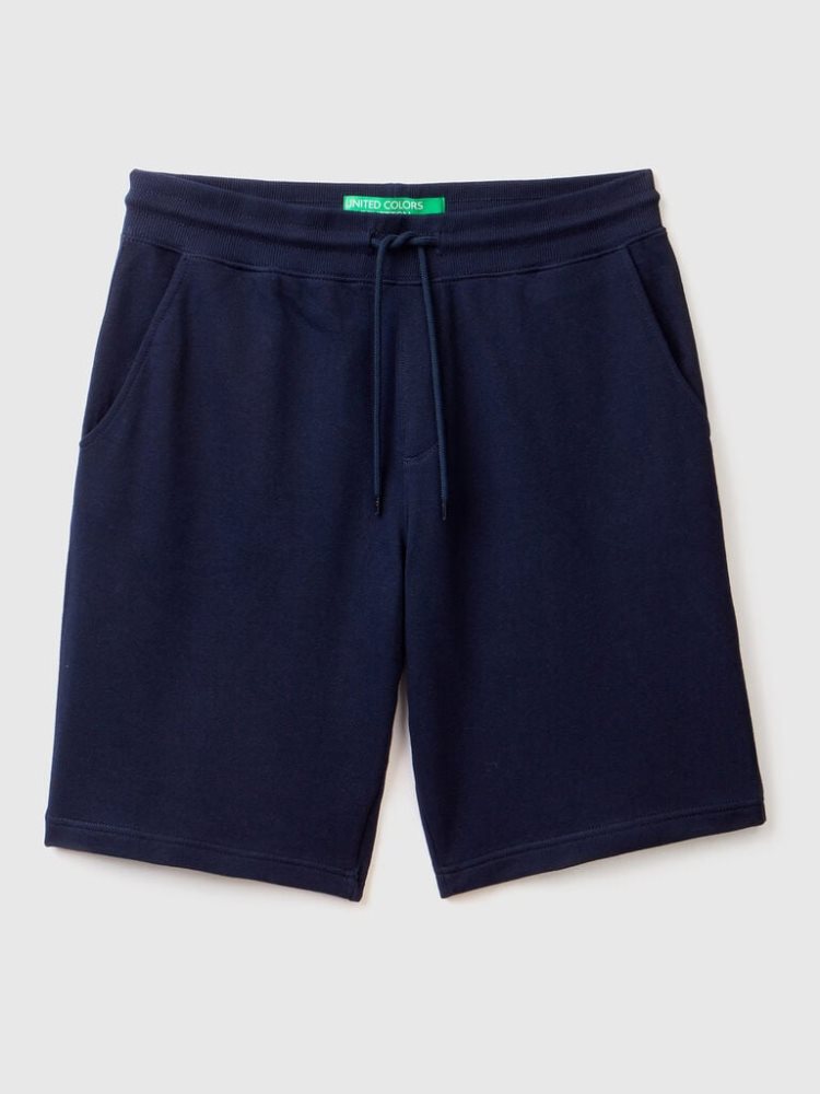 Benetton 100% Katoenen Sweat Bermuda Heren Donkerblauw | BE816571