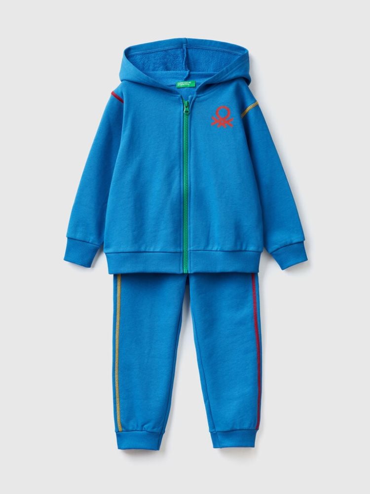 Benetton 100% Katoenen Sweat Trainingspak Kinderen Blauw | BE963333