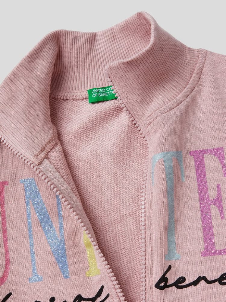 Benetton 100% Katoenen Zip Sweatshirt Kinderen Roze | BE515454