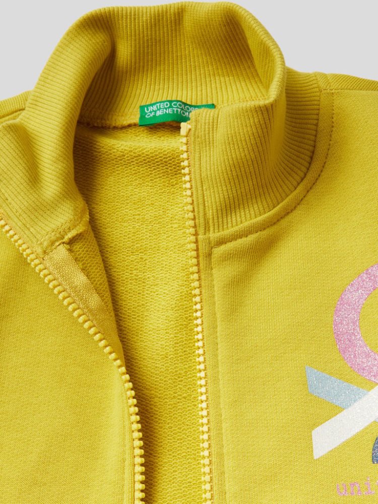 Benetton 100% Katoenen Zip Sweatshirt Kinderen Geel | BE906843