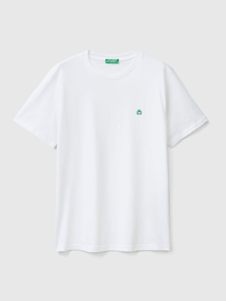 Benetton 100% Organic Katoenen Basic Short Sleeve T-shirts Heren Wit | BE594598